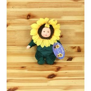 New Anne Geddes Sunflower 7" Baby Small Plush Doll Play Toy